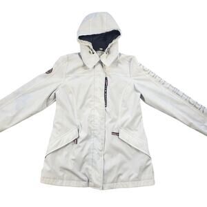 Tommy Hilfiger Womens Small White 3-in-1 All Weather Hooded Full Zip Jacket READ